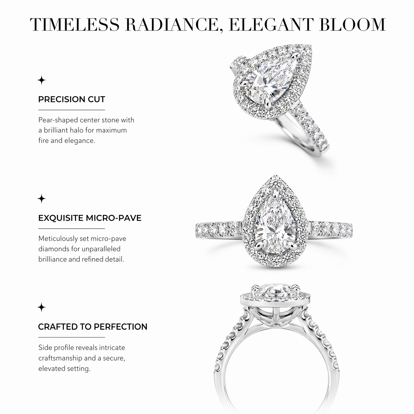 18K Gold Lab-Grown Diamond Pear-Shaped Halo Ring | IGI Certified