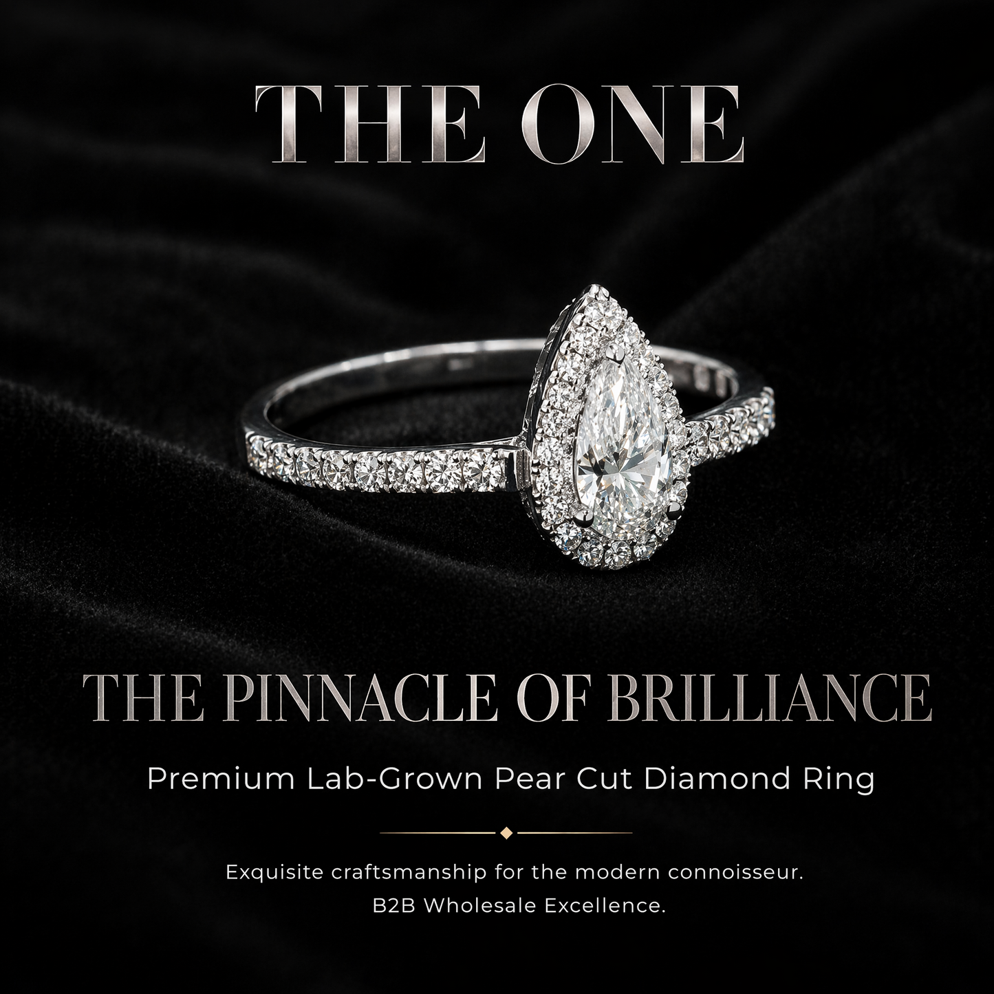 18K Gold Lab-Grown Diamond Pear-Shaped Halo Ring | IGI Certified
