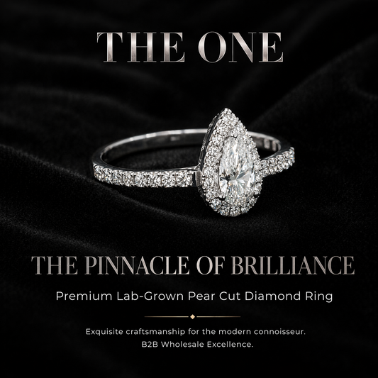 18K Gold Lab-Grown Diamond Pear-Shaped Halo Ring | IGI Certified