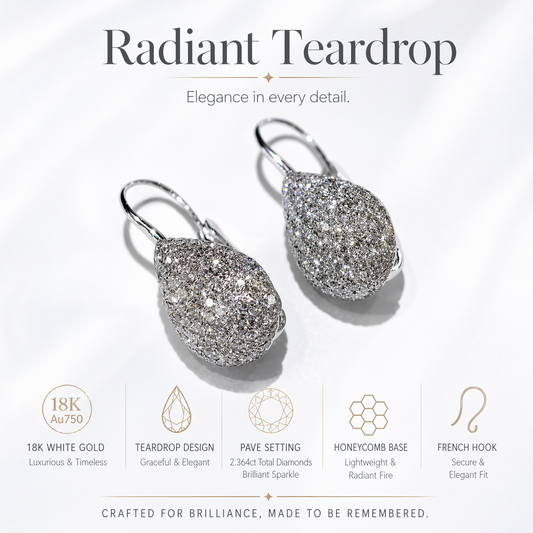 18K Gold Lab-Grown Diamond Pavé Drop Earrings