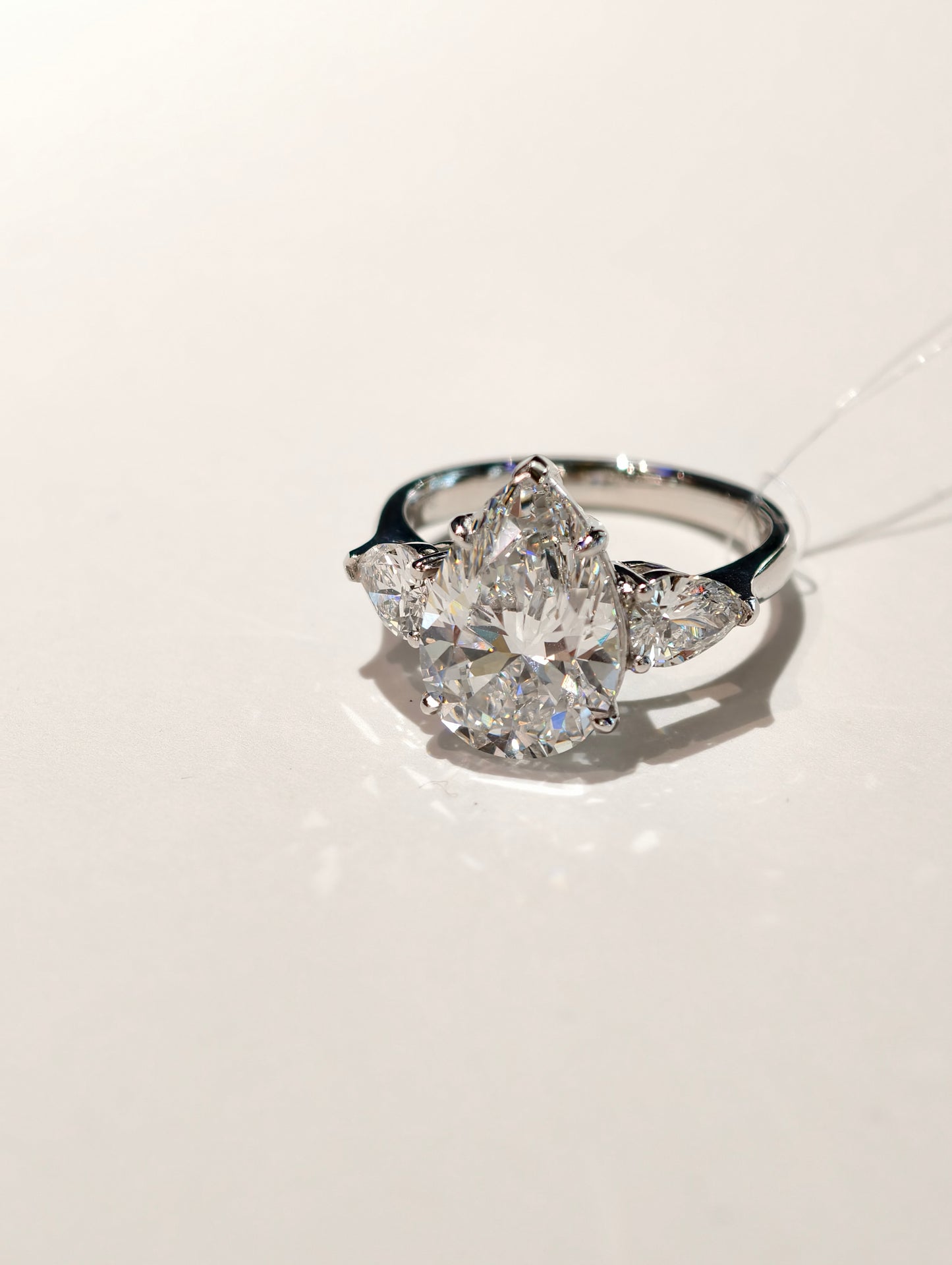 18K Gold Lab-Grown Diamond Pear-Shaped Three-Stone Ring | IGI Certified