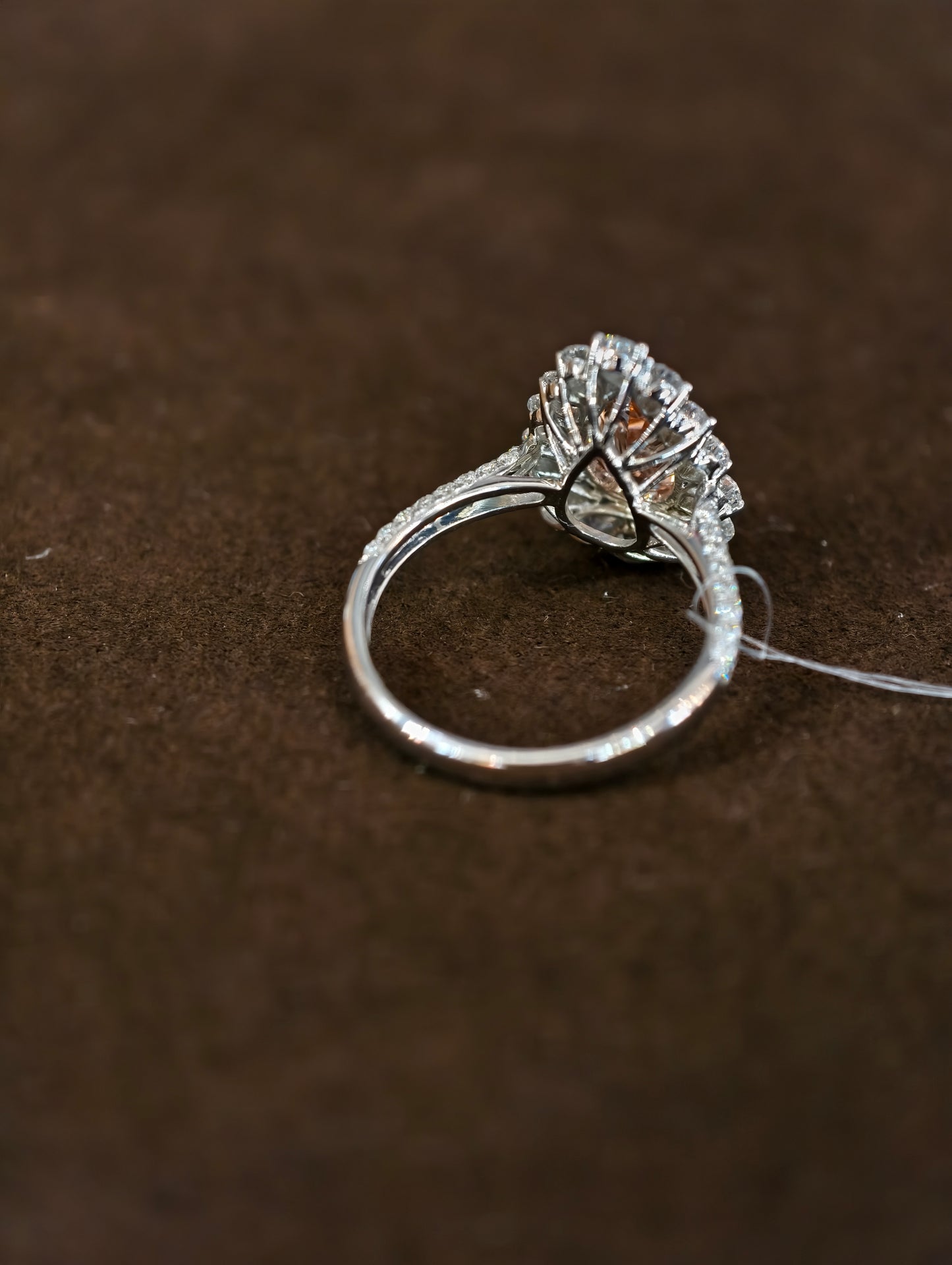 18K Gold Lab-Grown Champagne Diamond Pear-Shaped Double Halo Ring | IGI Certified