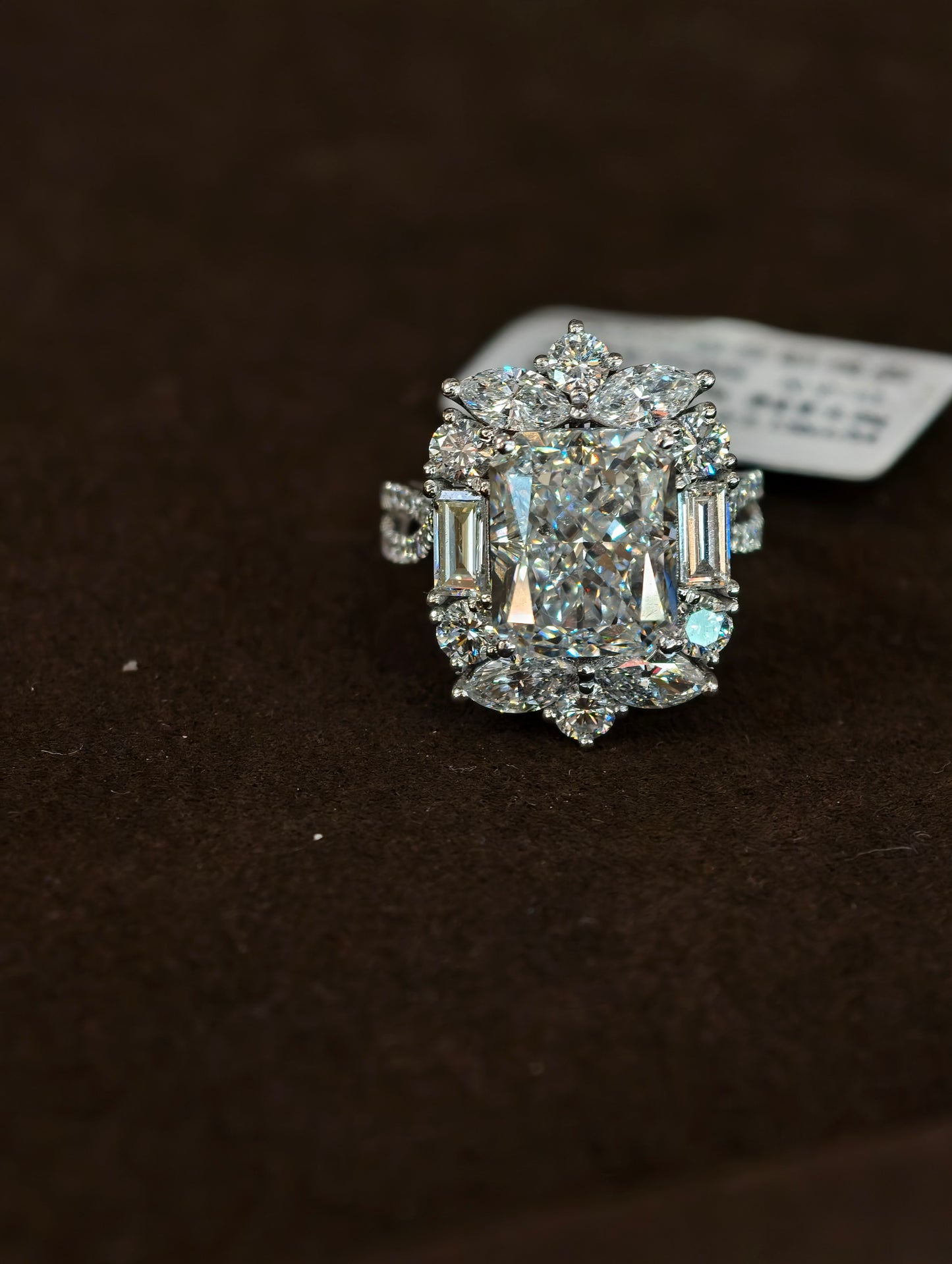 18K Gold Lab-Grown Radiant Cut Diamond Floral Halo Ring | IGI Certified