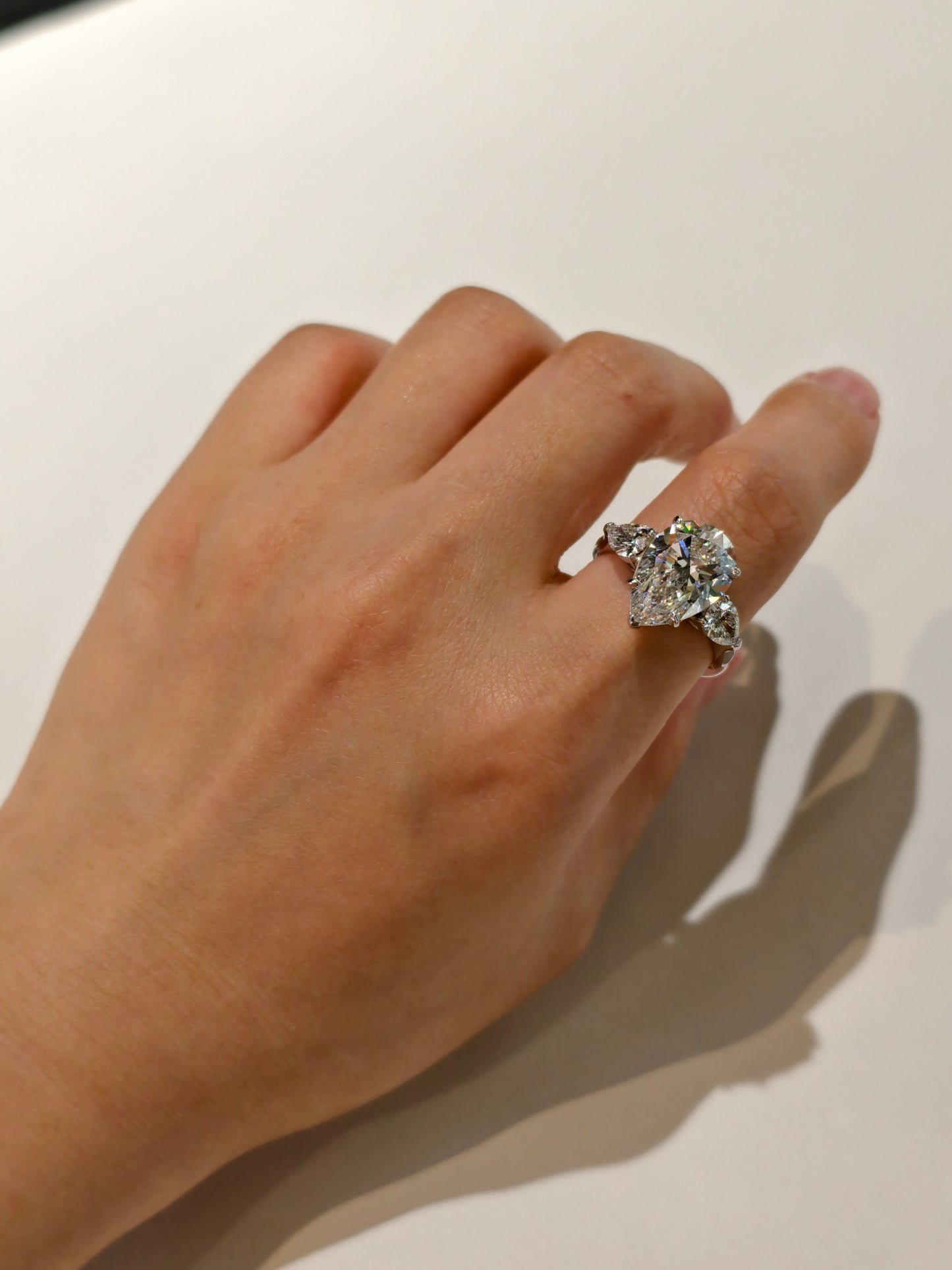 18K Gold Lab-Grown Diamond Pear-Shaped Three-Stone Ring | IGI Certified