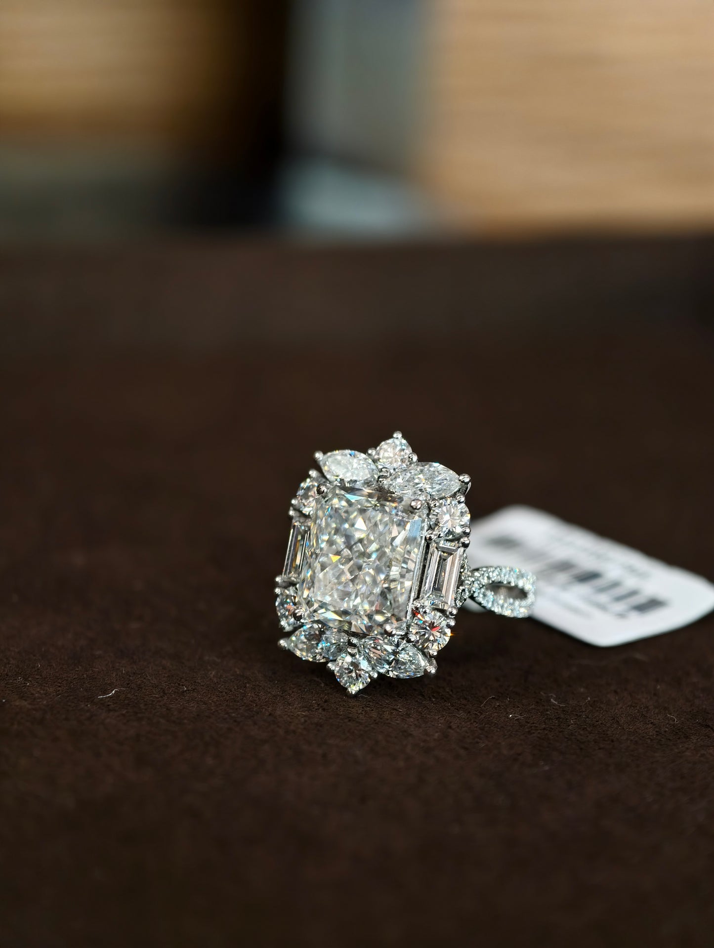 18K Gold Lab-Grown Radiant Cut Diamond Floral Halo Ring | IGI Certified
