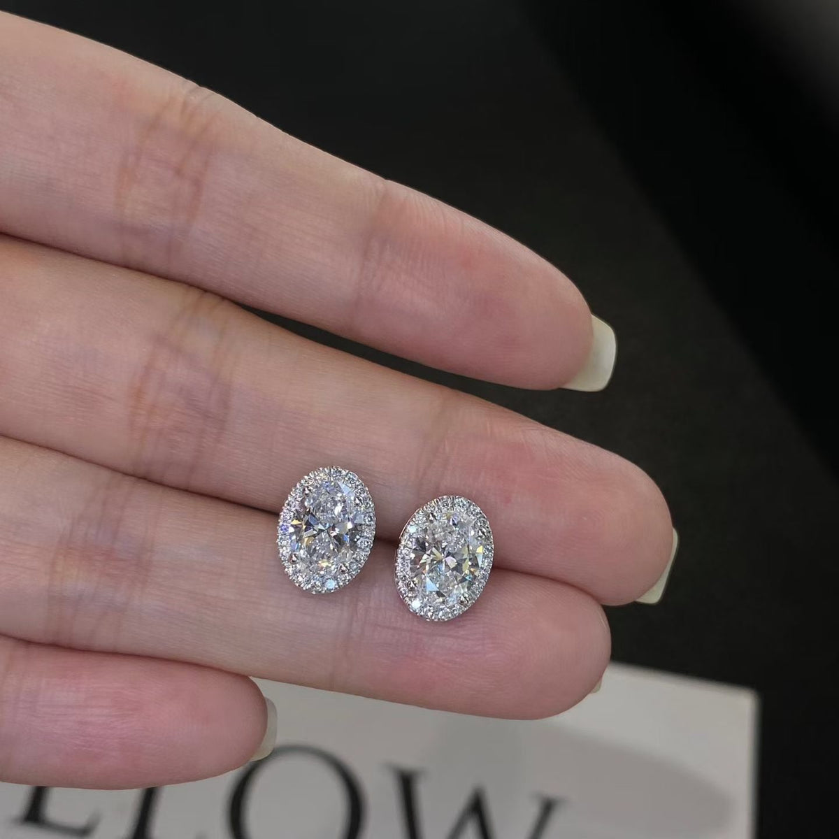 Platinum2.01ct Oval Halo Lab Diamond Stud Earrings