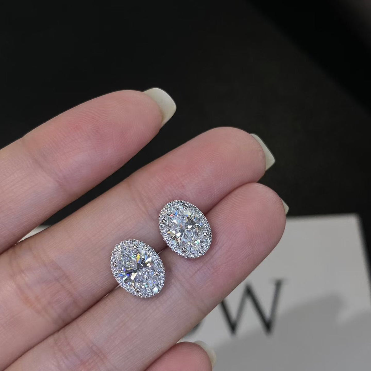 Platinum2.01ct Oval Halo Lab Diamond Stud Earrings